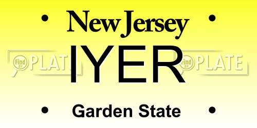 IYER New Jersey License Plate