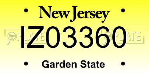IZ03360 New Jersey License Plate