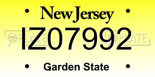 IZ07992 New Jersey License Plate