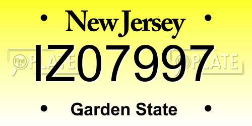 IZ07997 New Jersey License Plate