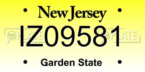 IZ09581 New Jersey License Plate