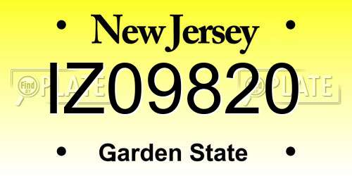 IZ09820 New Jersey License Plate