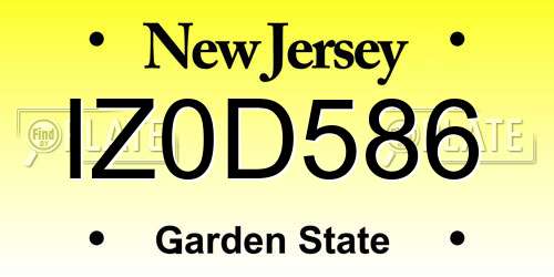 IZ0D586 New Jersey License Plate