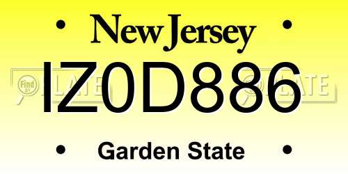 IZ0D886 New Jersey License Plate