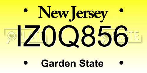 IZ0Q856 New Jersey License Plate