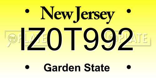 IZ0T992 New Jersey License Plate
