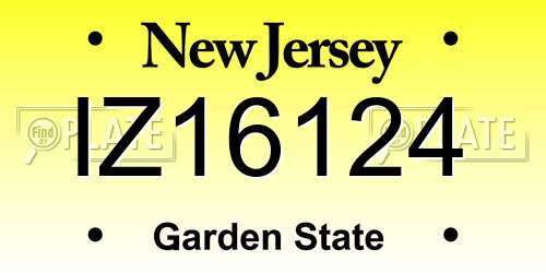 IZ16124 New Jersey License Plate