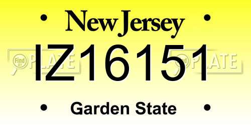 IZ16151 New Jersey License Plate
