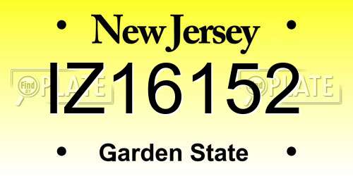 IZ16152 New Jersey License Plate