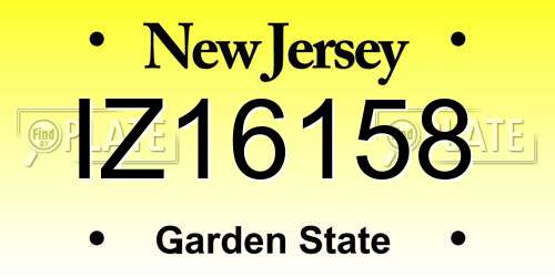 IZ16158 New Jersey License Plate