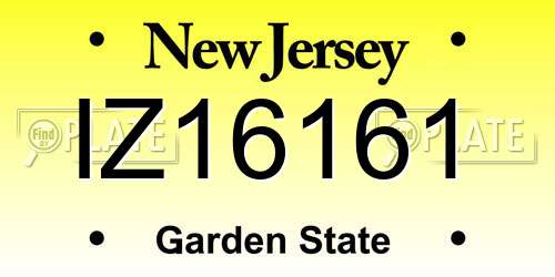 IZ16161 New Jersey License Plate