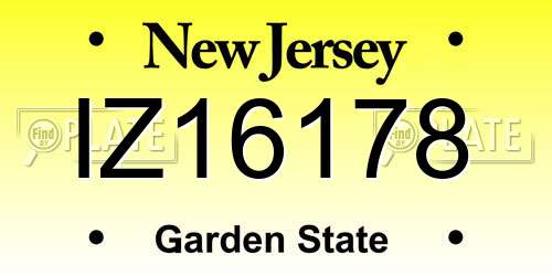 IZ16178 New Jersey License Plate