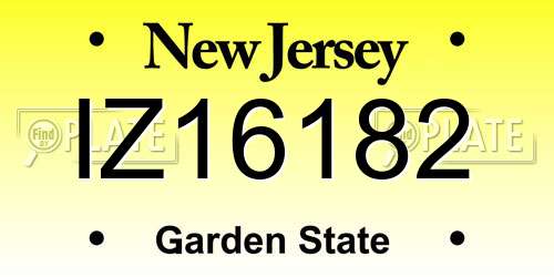 IZ16182 New Jersey License Plate