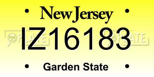 IZ16183 New Jersey License Plate