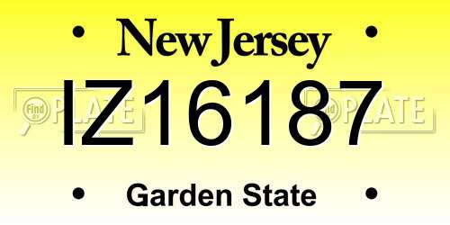 IZ16187 New Jersey License Plate