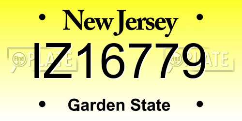 IZ16779 New Jersey License Plate