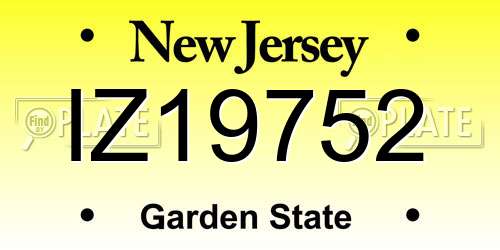IZ19752 New Jersey License Plate