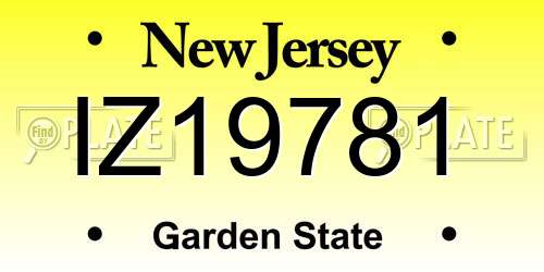 IZ19781 New Jersey License Plate
