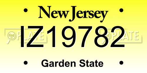 IZ19782 New Jersey License Plate