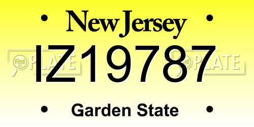IZ19787 New Jersey License Plate