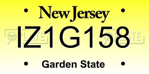 IZ1G158 New Jersey License Plate