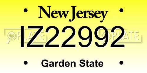 IZ22992 New Jersey License Plate