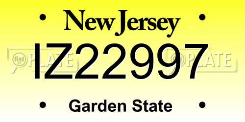 IZ22997 New Jersey License Plate