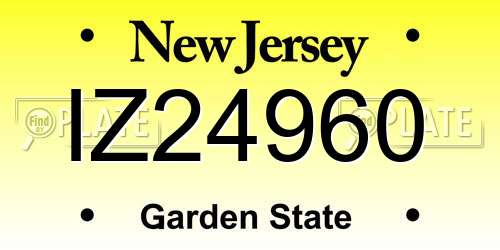 IZ24960 New Jersey License Plate