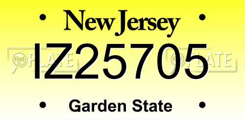 IZ25705 New Jersey License Plate