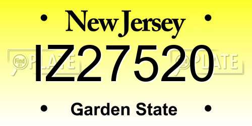 IZ27520 New Jersey License Plate