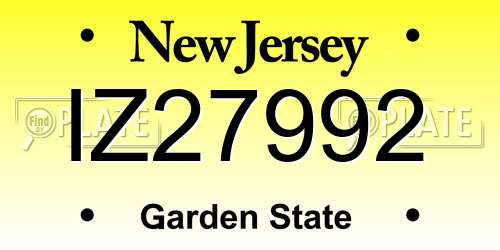 IZ27992 New Jersey License Plate