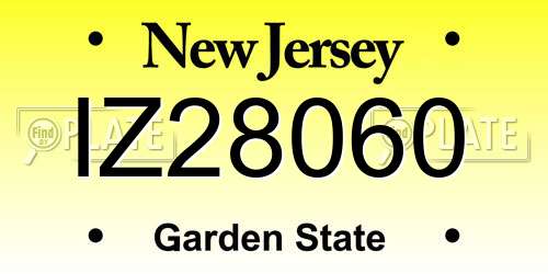 IZ28060 New Jersey License Plate