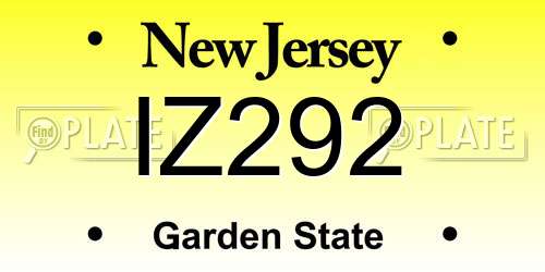 IZ292 New Jersey License Plate