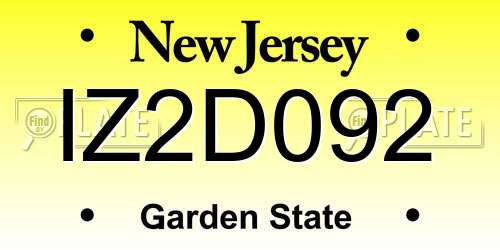 IZ2D092 New Jersey License Plate