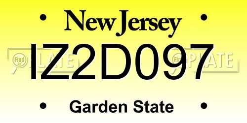IZ2D097 New Jersey License Plate