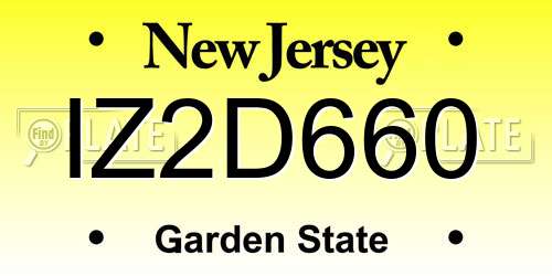 IZ2D660 New Jersey License Plate