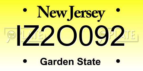 IZ2O092 New Jersey License Plate