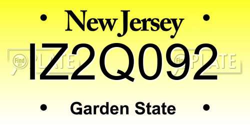 IZ2Q092 New Jersey License Plate