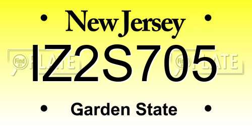 IZ2S705 New Jersey License Plate
