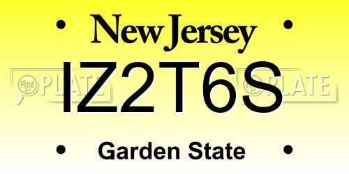IZ2T6S New Jersey License Plate