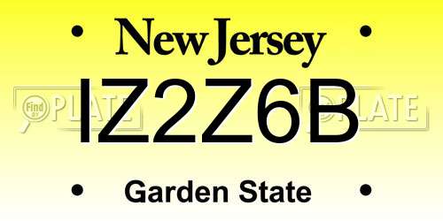 IZ2Z6B New Jersey License Plate