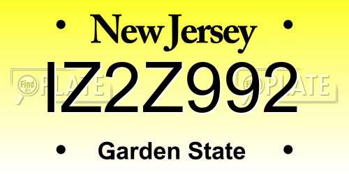 IZ2Z992 New Jersey License Plate