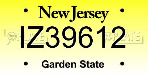 IZ39612 New Jersey License Plate