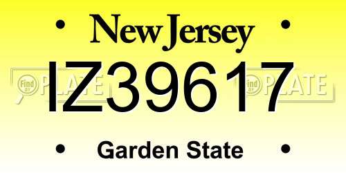 IZ39617 New Jersey License Plate
