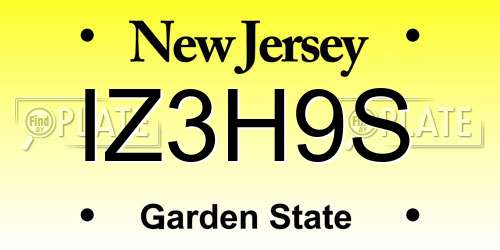IZ3H9S New Jersey License Plate