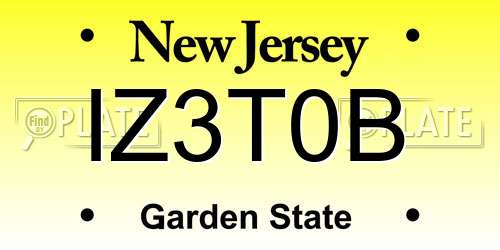 IZ3T0B New Jersey License Plate