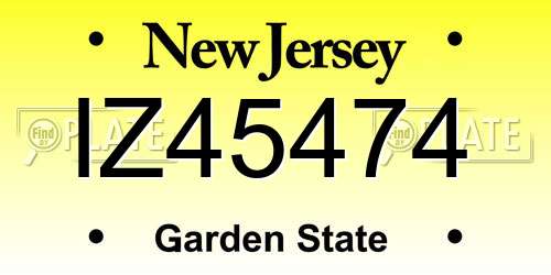 IZ45474 New Jersey License Plate