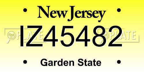 IZ45482 New Jersey License Plate