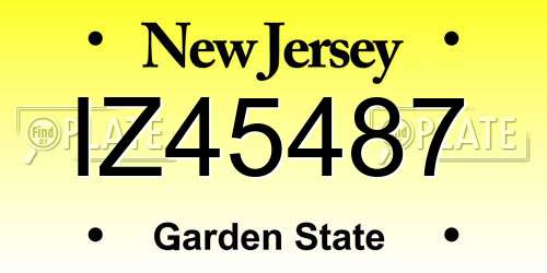 IZ45487 New Jersey License Plate
