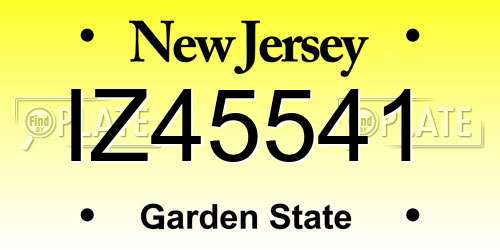 IZ45541 New Jersey License Plate